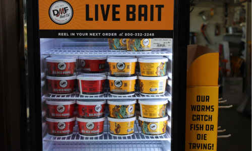 Live bait for sale inside of Rudy's Farm.