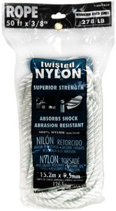 TW NYLON ROPE 3 /8 IN X 50 FT WHITE