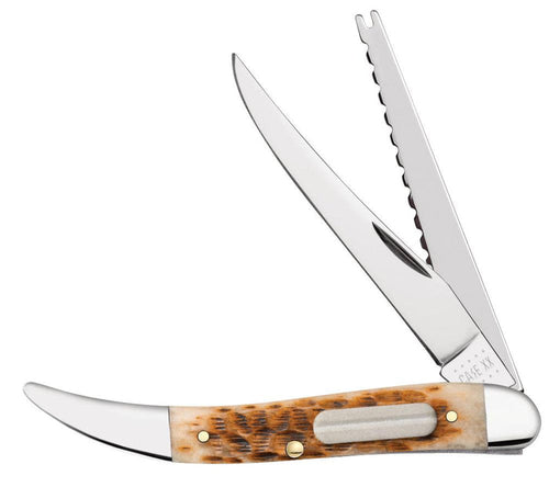 Case Peach Seed Jig Amber Bone Fishing Knife