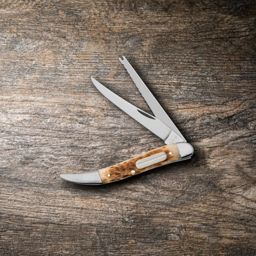 Case Peach Seed Jig Amber Bone Fishing Knife