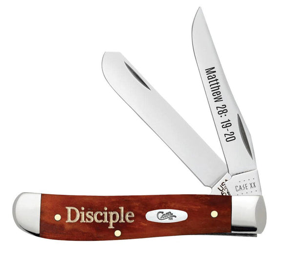 Case Religious Sayings Matthew 28: 19-20 Embellished Smooth Chestnut Bone Mini Trapper