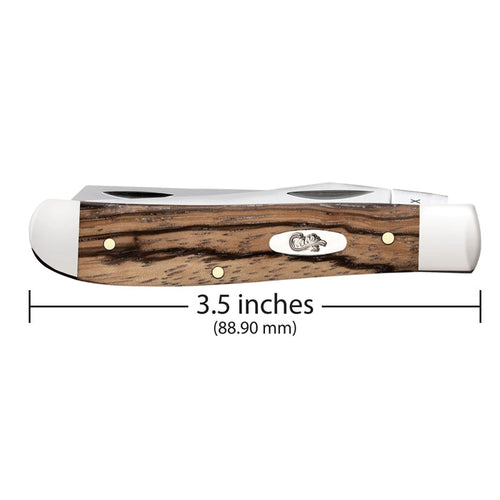 Case Natural Zebra Wood Mini Trapper Engravable