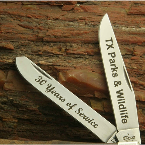 Case Natural Zebra Wood Mini Trapper Engravable