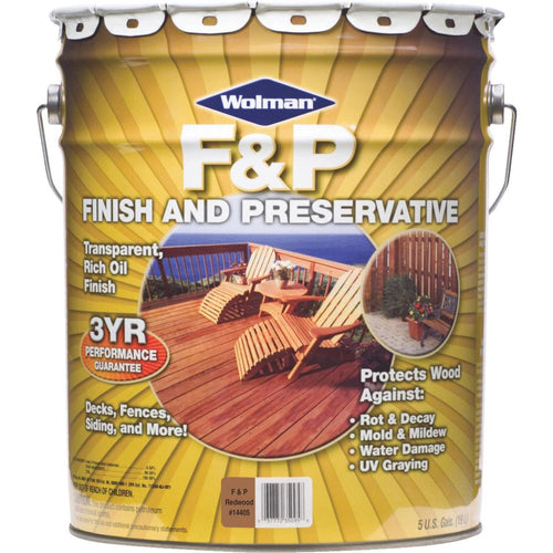 Wolman F&P Transparent Wood Finish And Preservative, Redwood, 5 Gal.