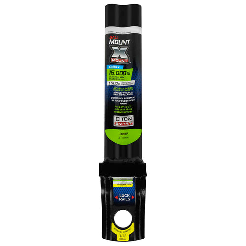 Tow Smart Class 5 “X” Mount 3″ Drop x 1 1/2″ Rise x 1 1/4″ Shank 15,000 lb Steel 2 1/2″ x 2 1/2″ Tube