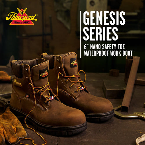 Thorogood Genesis Series – 6″ Chestnut – Nano Safety Toe – Waterproof